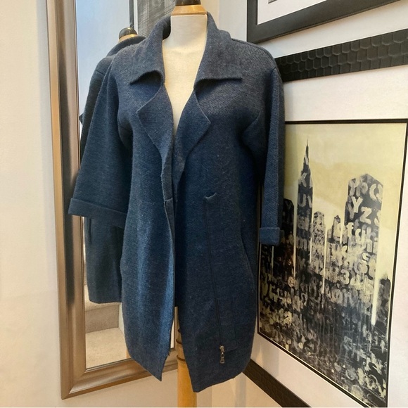 Cliche zip front wool blend knit cardigan - Picture 4 of 12